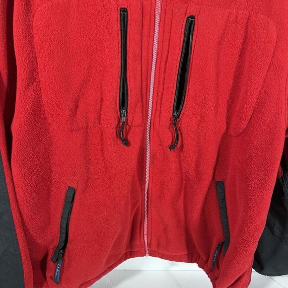 Vintge LL Bean Full Zip Fleece Jacket Red Black Men's Medium? - Picture 2 of 5
